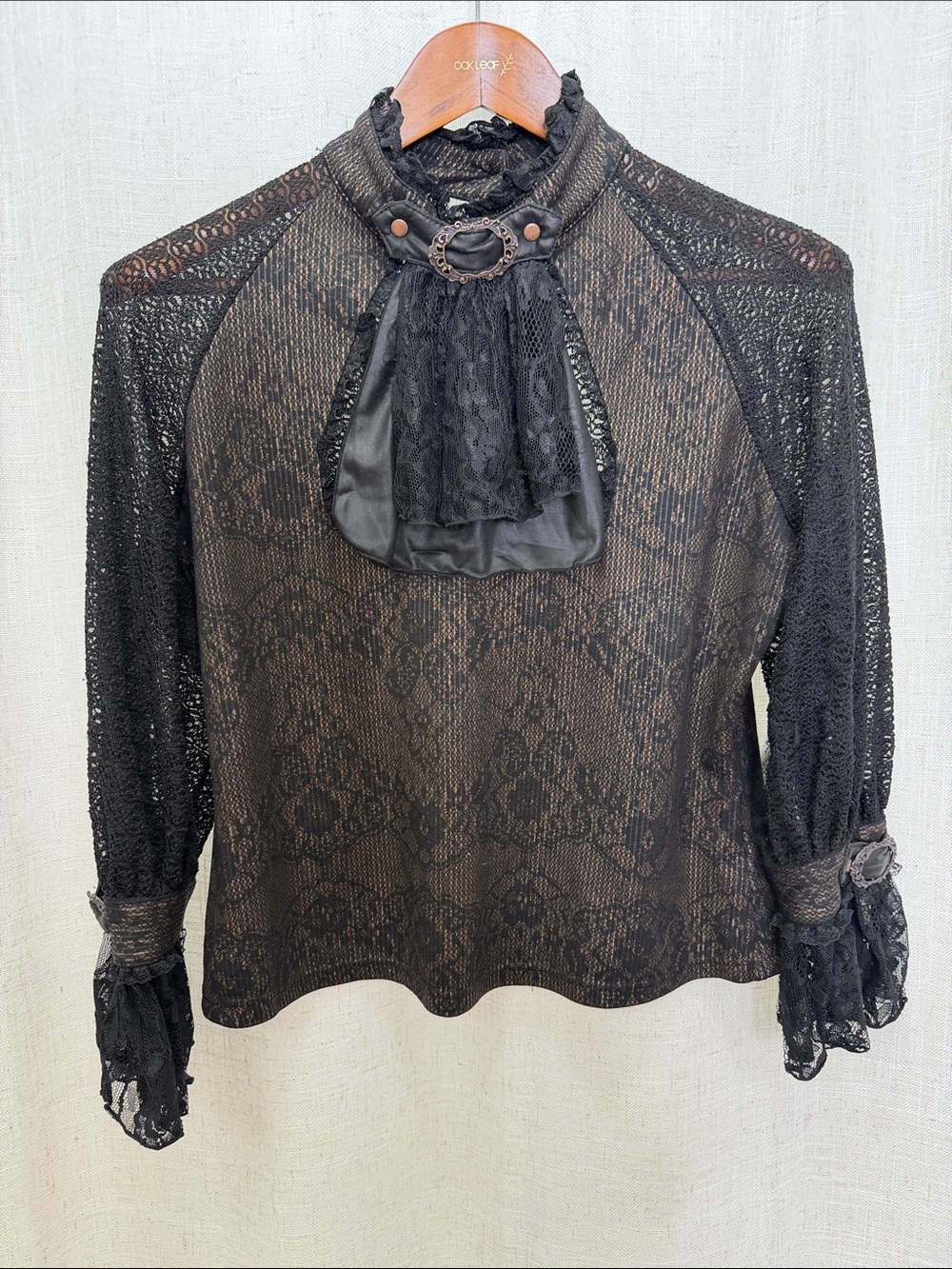 Red Queen’s Black Legion Victorian-Inspired Black Lace Ruffle Neck Blouse